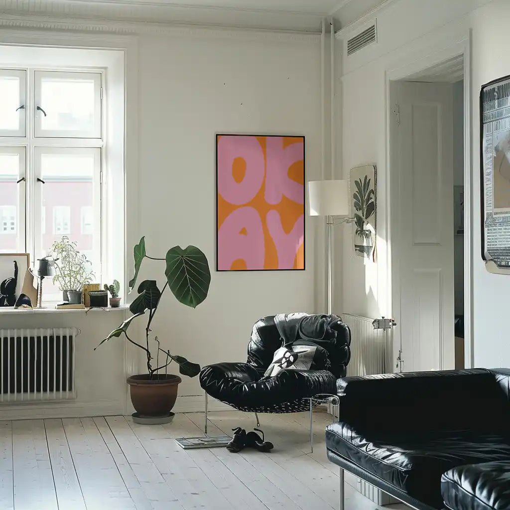 Plakat Okay Orange + Świeca Charming Fig - Świeca